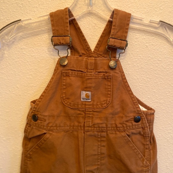 Carhartt Tan Cotton Canvas One-Piece Bib Overalls Baby Size 18M Unisex Preowned - Picture 1 of 11
